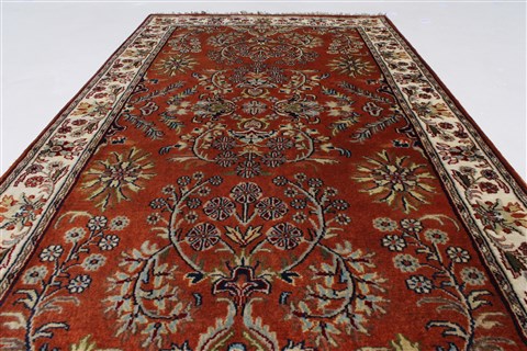 Sarouk Beige Hand Knotted 210 X 51 Area Rug 250-27639 Image 2