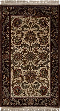 Indian Kashan Green Rectangle 3x5 ft Wool Carpet 27643