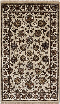 Indian Kashmar Beige Rectangle 3x5 ft Wool Carpet 27646