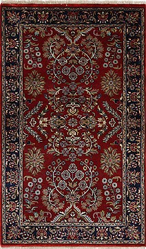 Indian sarouk Blue Rectangle 3x5 ft Wool Carpet 27647