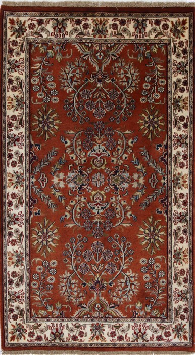 Sarouk Beige Hand Knotted 210 X 51  Area Rug 250-27649 Image 0