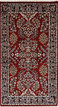 Indian sarouk Beige Rectangle 3x5 ft Wool Carpet 27650