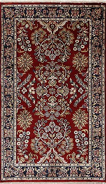 Indian sarouk Blue Rectangle 3x5 ft Wool Carpet 27652