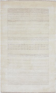 Indian Gabbeh Beige Rectangle 3x5 ft Wool Carpet 27653