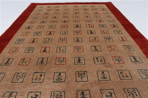 Gabbeh Beige Hand Knotted 35 X 51 Area Rug 250-27656 Image 1