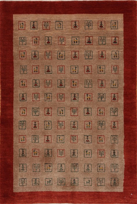 Gabbeh Beige Hand Knotted 35 X 51 Area Rug 250-27656 Image 0