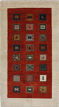 Indian Gabbeh Multicolor Rectangle 3x5 ft Wool Carpet 27659