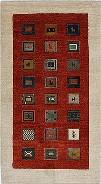 Indian Gabbeh Multicolor Rectangle 3x5 ft Wool Carpet 27659