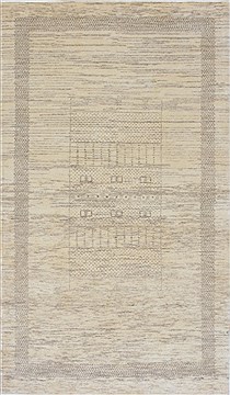 Indian Gabbeh Beige Rectangle 3x5 ft Wool Carpet 27661