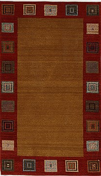 Indian Gabbeh Brown Rectangle 3x5 ft Wool Carpet 27667