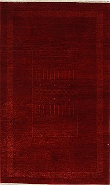 Indian Gabbeh Red Rectangle 3x5 ft Wool Carpet 27669