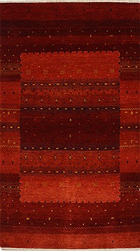 Indian Gabbeh Red Rectangle 3x5 ft Wool Carpet 27676