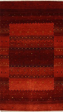 Gabbeh Red Hand Knotted 2'11" X 5'1"  Area Rug 250-27676