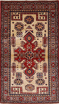 Pakistani Kazak Beige Rectangle 3x5 ft Wool Carpet 27679