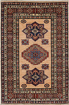 Pakistani Kazak Beige Rectangle 3x5 ft Wool Carpet 27681