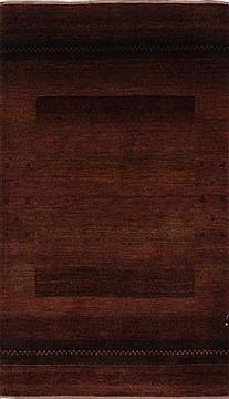 Indian Gabbeh Brown Rectangle 3x5 ft Wool Carpet 27686