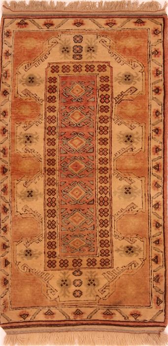Kazak Brown Hand Knotted 24 X 47 Area Rug 253-27695 Image 0