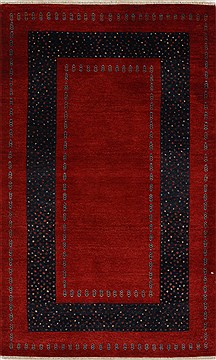 Indian Gabbeh Red Rectangle 3x5 ft Wool Carpet 27701