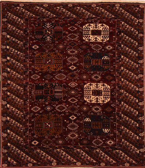 Kurdi Red Square Hand Knotted 610 X 711 Area Rug 100-27704 Image 0