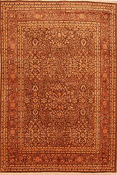 Turkish Hereke Brown Rectangle 5x8 ft Wool Carpet 27706