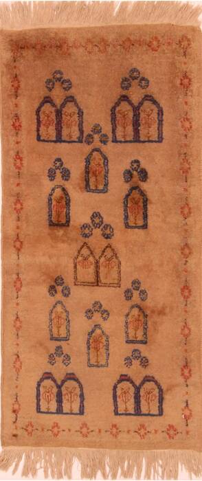 Kerman Beige Runner Hand Knotted 20 X 51 Area Rug 253-27710 Image 0