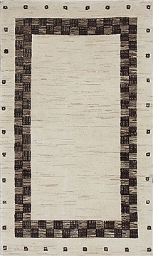 Indian Gabbeh Beige Rectangle 3x5 ft Wool Carpet 27715