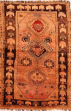 Gabbeh Orange Hand Knotted 3'1" X 5'8"  Area Rug 100-27721