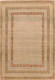 Gabbeh Green Hand Knotted 3'6" X 4'11"  Area Rug 100-27723