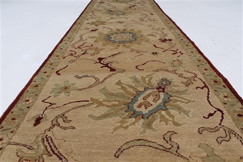 Chobi Beige Runner Hand Knotted 210 X 102 Area Rug 250-27725 Image 5