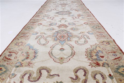 Chobi Beige Runner Hand Knotted 30 X 102 Area Rug 250-27730 Image 6