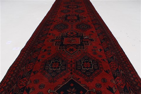 Kunduz Blue Runner Hand Knotted 27 X 95 Area Rug 250-27736 Image 3