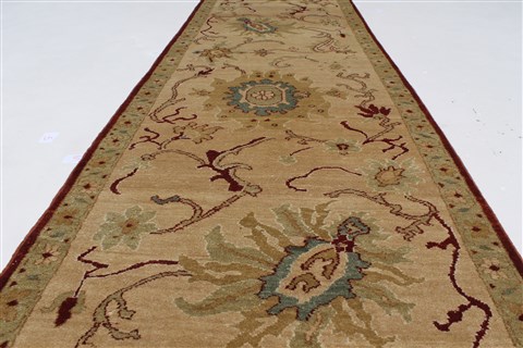 Chobi Beige Runner Hand Knotted 210 X 102 Area Rug 250-27737 Image 8