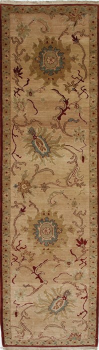 Chobi Beige Runner Hand Knotted 210 X 102 Area Rug 250-27737 Image 0