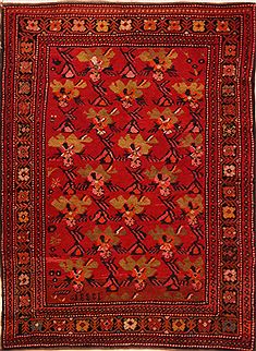 Karabakh Red Hand Knotted 4'1" X 5'5"  Area Rug 100-27746