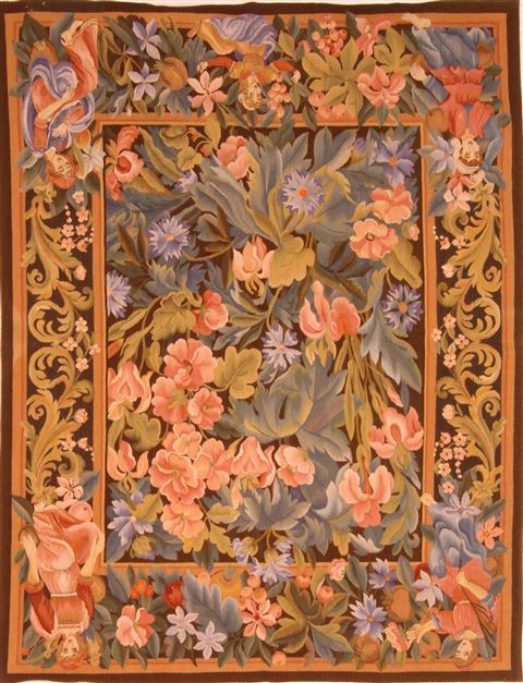 Aubusson Green Hand Knotted 51 X 67 Area Rug 253-27751 Image 0