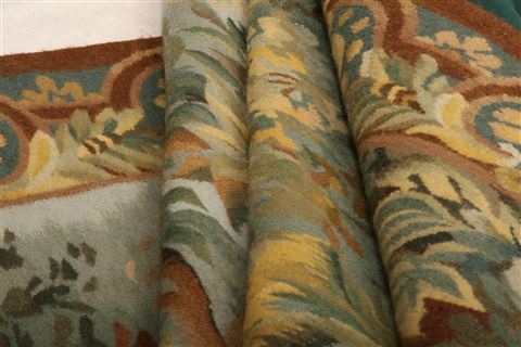 Aubusson Green Hand Knotted 51 X 65 Area Rug 253-27752 Image 2