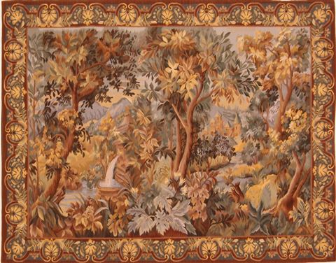 Aubusson Green Hand Knotted 51 X 65 Area Rug 253-27752 Image 0
