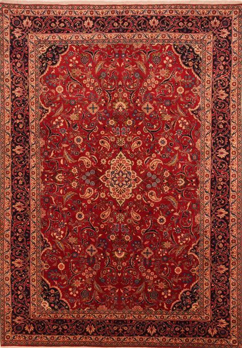 Mashad Red Hand Knotted 69 X 98 Area Rug 100-27763 Image 0