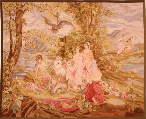 Aubusson Multicolor Tapestry 82 X 100 Area Rug 253-27766 Image 0