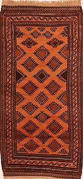 Baluch Orange Runner Hand Knotted 3'5" X 6'10"  Area Rug 100-27768