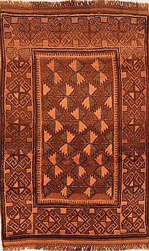 Afghan Baluch Brown Rectangle 4x6 ft Wool Carpet 27771