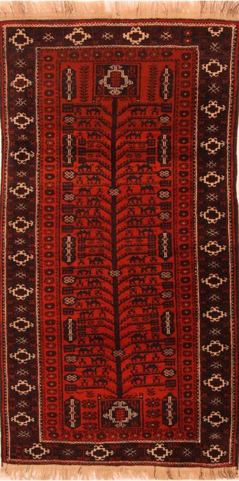 Baluch Orange Hand Knotted 35 X 64 Area Rug 100-27783 Image 0