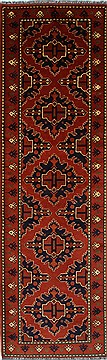 Afghan Kazak Red Runner 10 to 12 ft Wool Carpet 27784