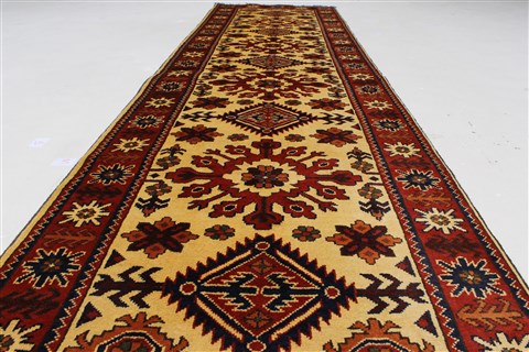 Kazak Yellow Runner Hand Knotted 29 X 100 Area Rug 250-27789 Image 3