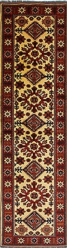 Afghan Kazak Yellow Runner 10 to 12 ft Wool Carpet 27789