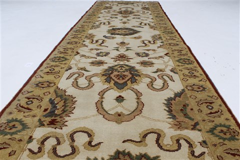 Chobi White Runner Hand Knotted 31 X 100 Area Rug 250-27792 Image 1