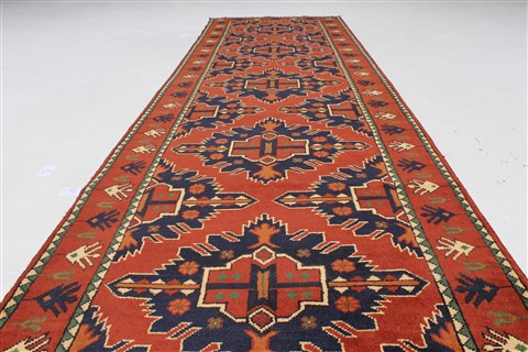 Kazak Blue Runner Hand Knotted 210 X 99 Area Rug 250-27793 Image 1