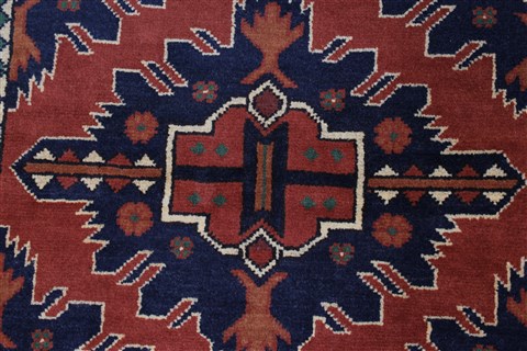 Kazak Blue Runner Hand Knotted 210 X 99 Area Rug 250-27793 Image 3