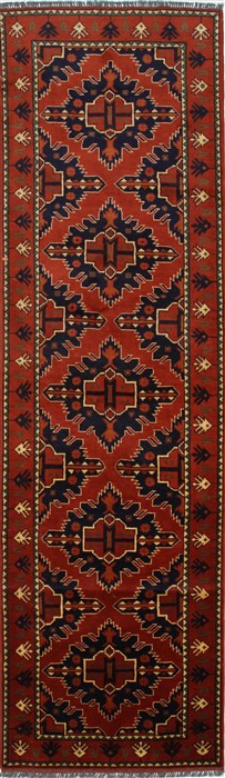 Kazak Blue Runner Hand Knotted 210 X 99 Area Rug 250-27793 Image 0