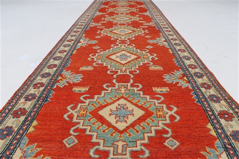 Kazak Red Runner Hand Knotted 211 X 106 Area Rug 250-27794 Image 2